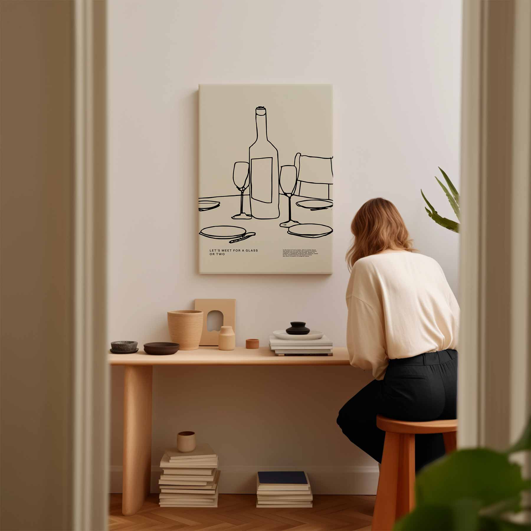Gezellig aan tafel Kunstwerk-canvas-dibond-plexiglas-wanddecoratie-WallArtistic