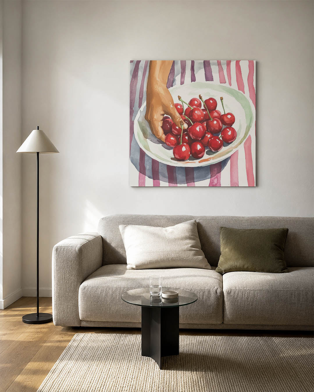Kersen in schaal Kunstwerk