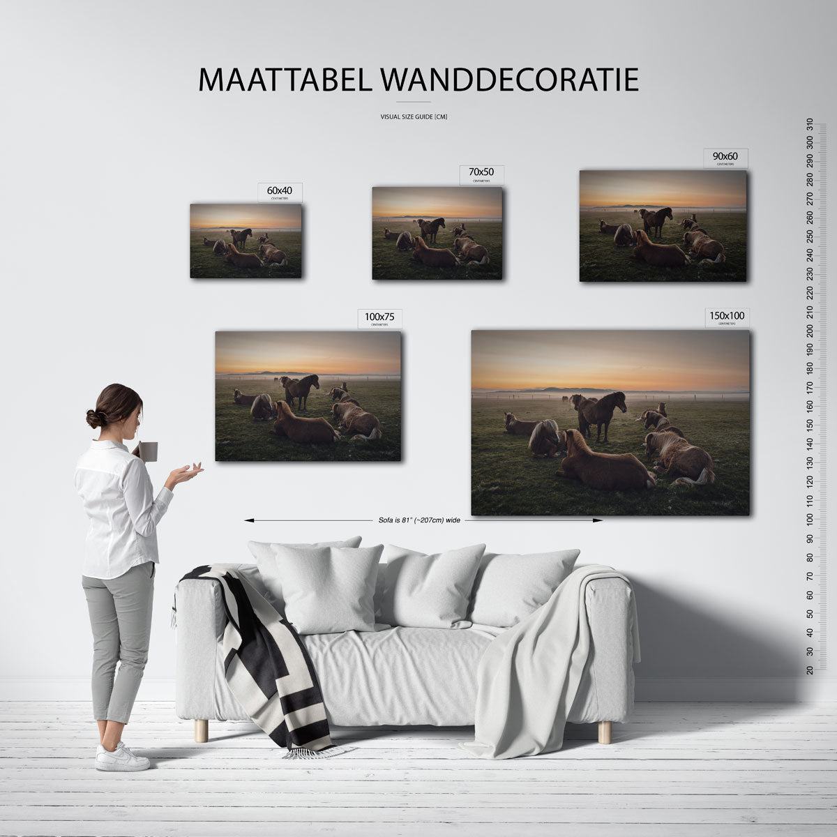 Rustige paardenweide Kunstwerk
