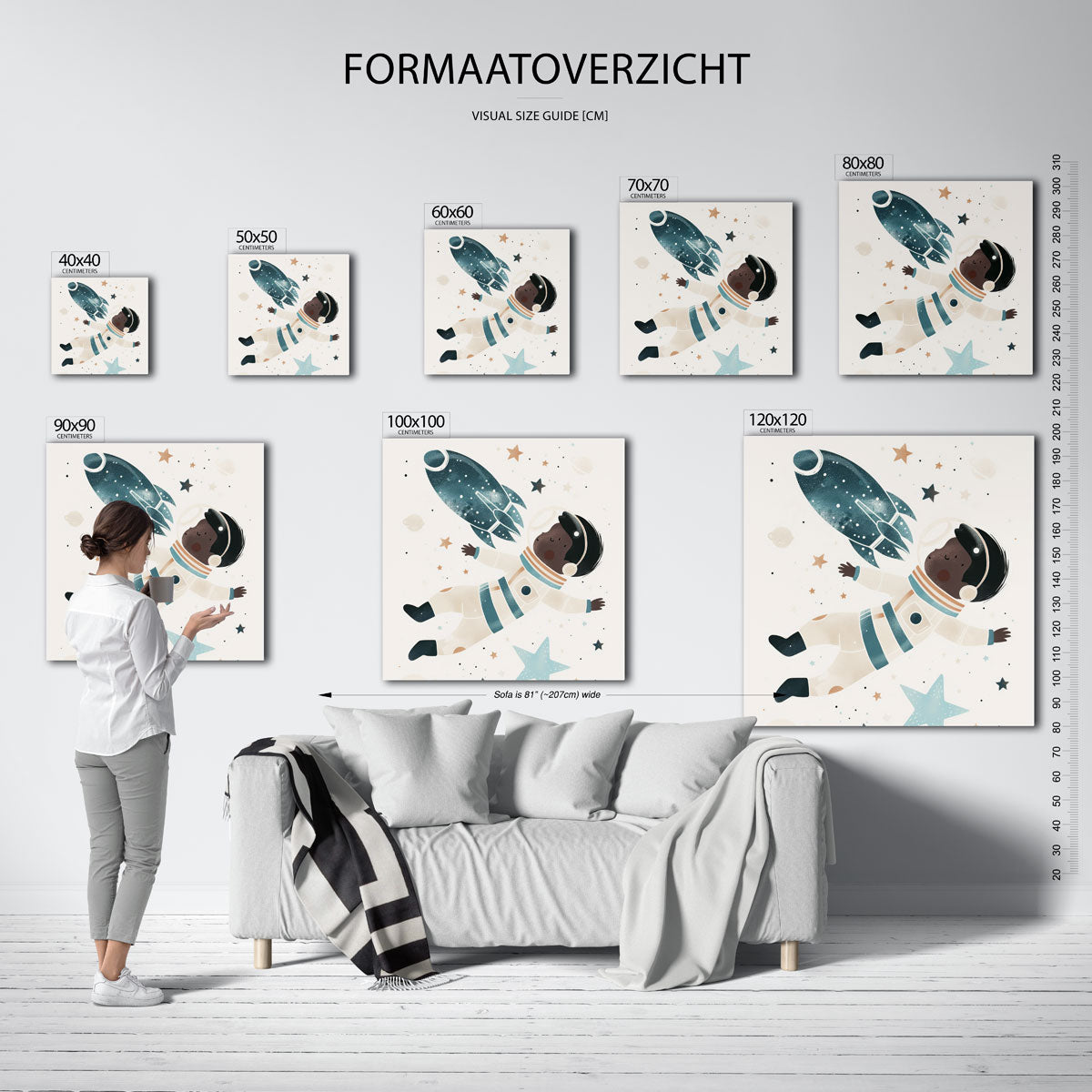 Astronaut en raket Poster