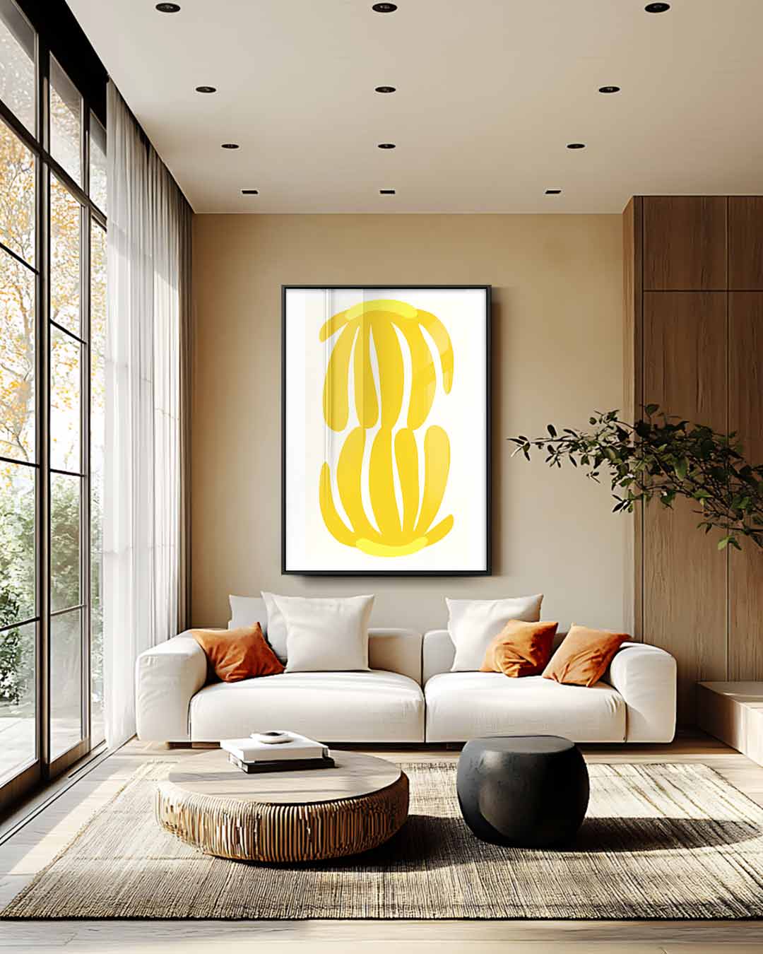 Speelse Bananenpracht Kunstwerk-canvas-dibond-plexiglas-wanddecoratie-WallArtistic
