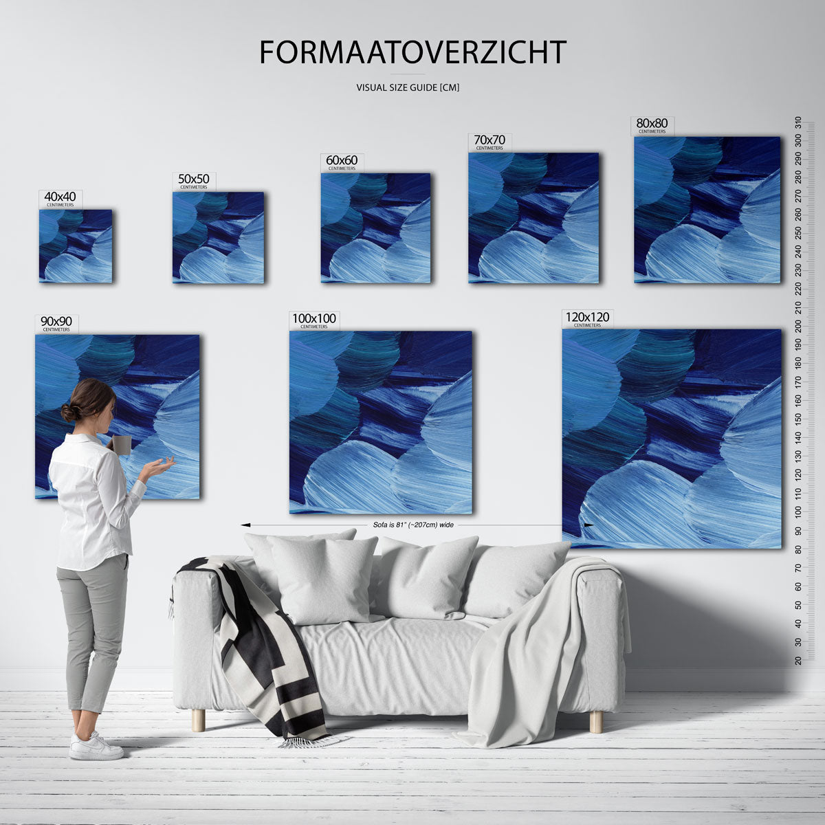 Abstracte blauwe penseelstreken Poster
