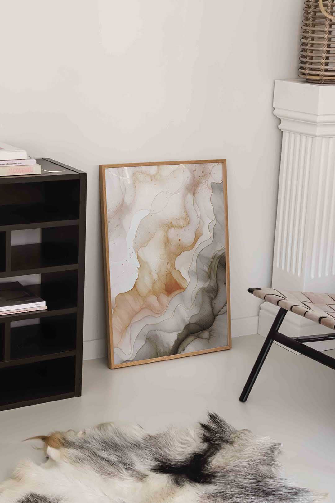 Abstracte beige en grijze vormen Poster