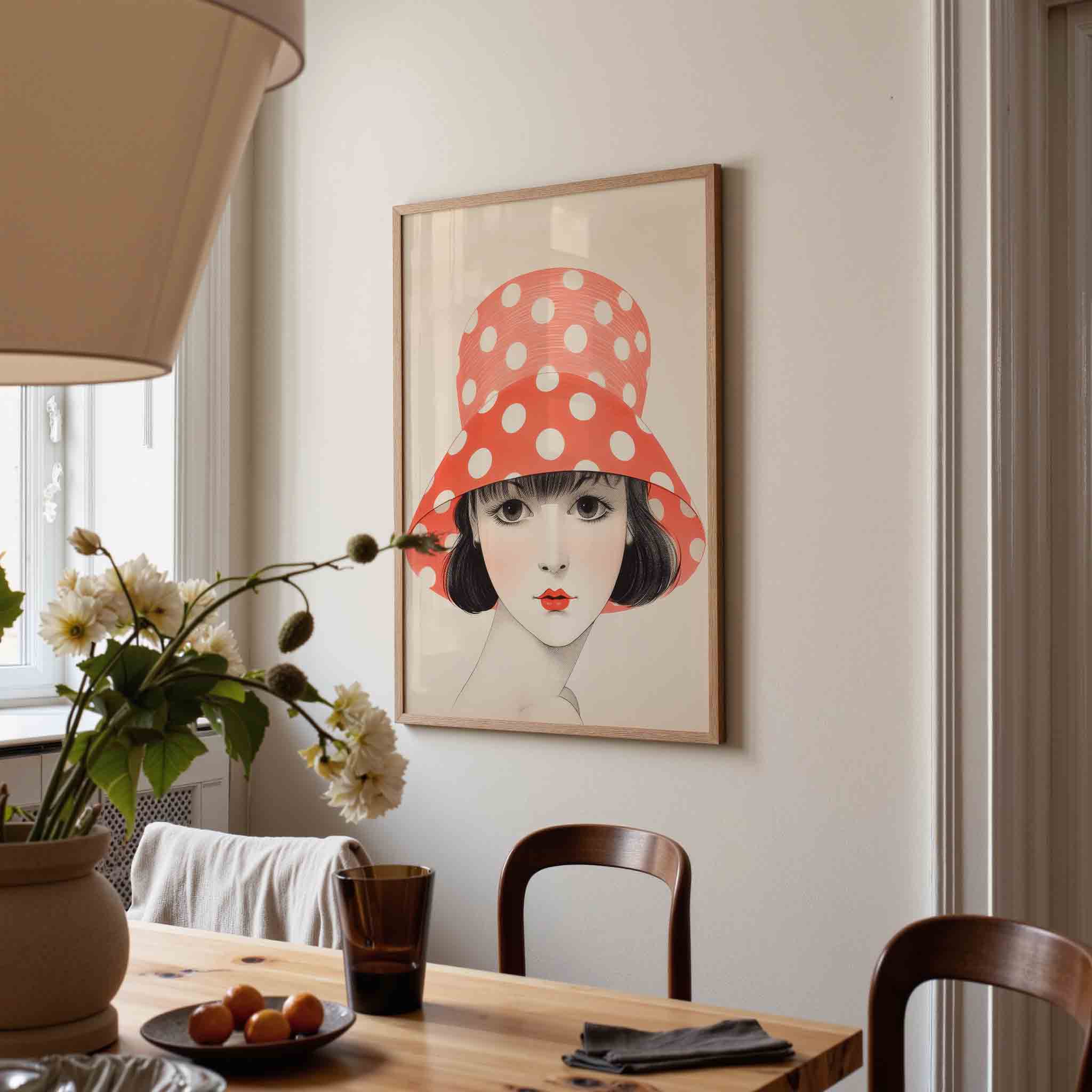 Vrouw met stippenhoed Poster