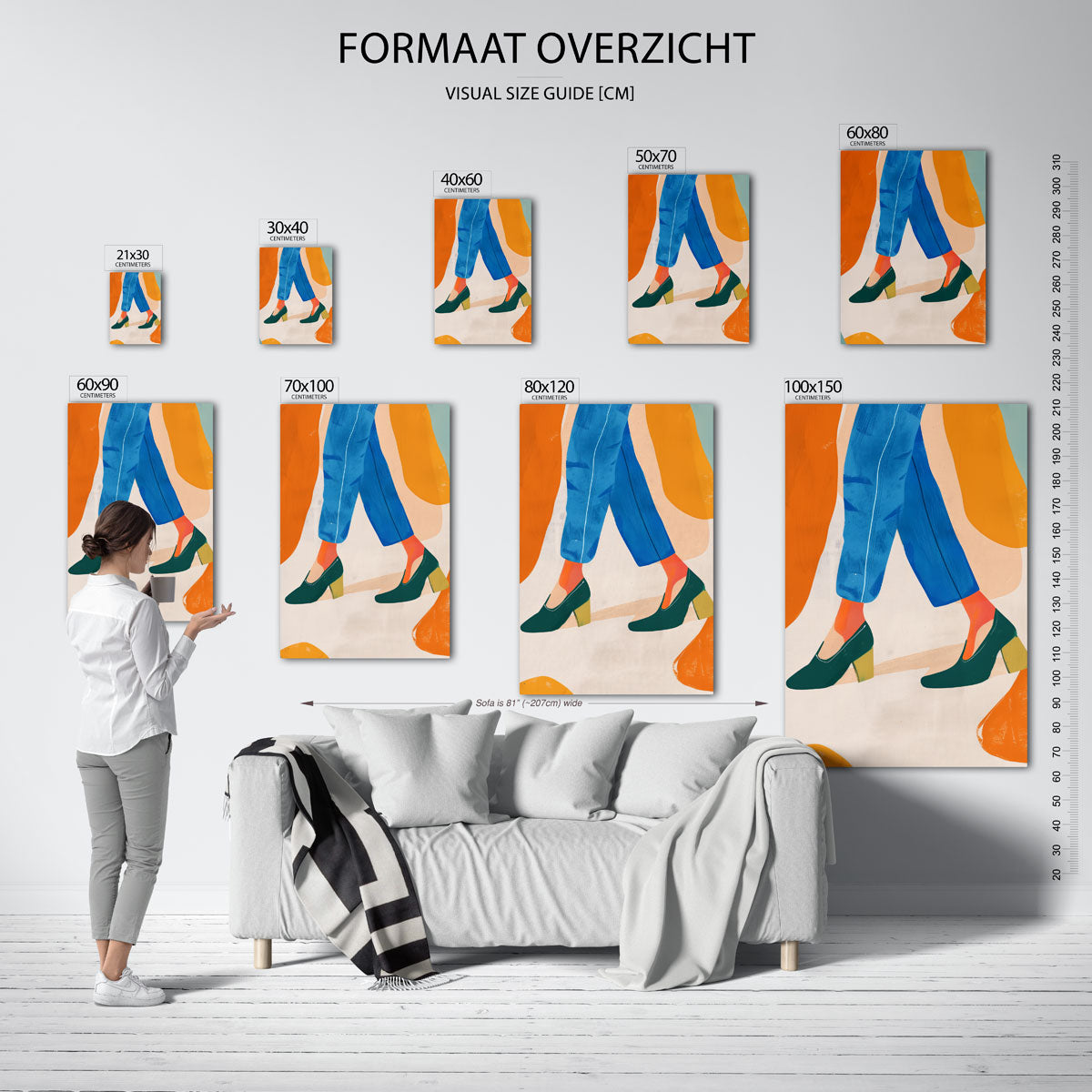 Stappen in blauwe broek Poster