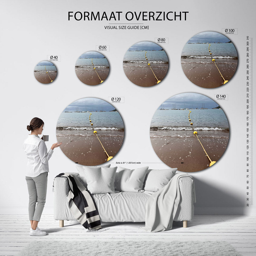 Strand met boeien Muurcirkel