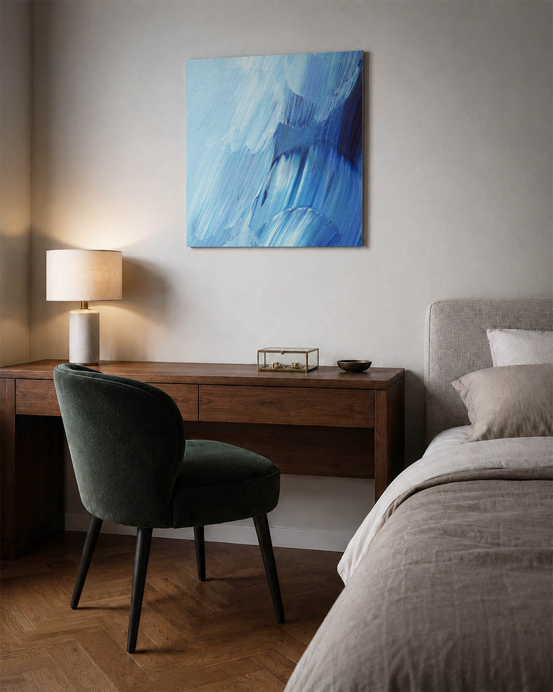 Dynamische blauwe beweging Kunstwerk