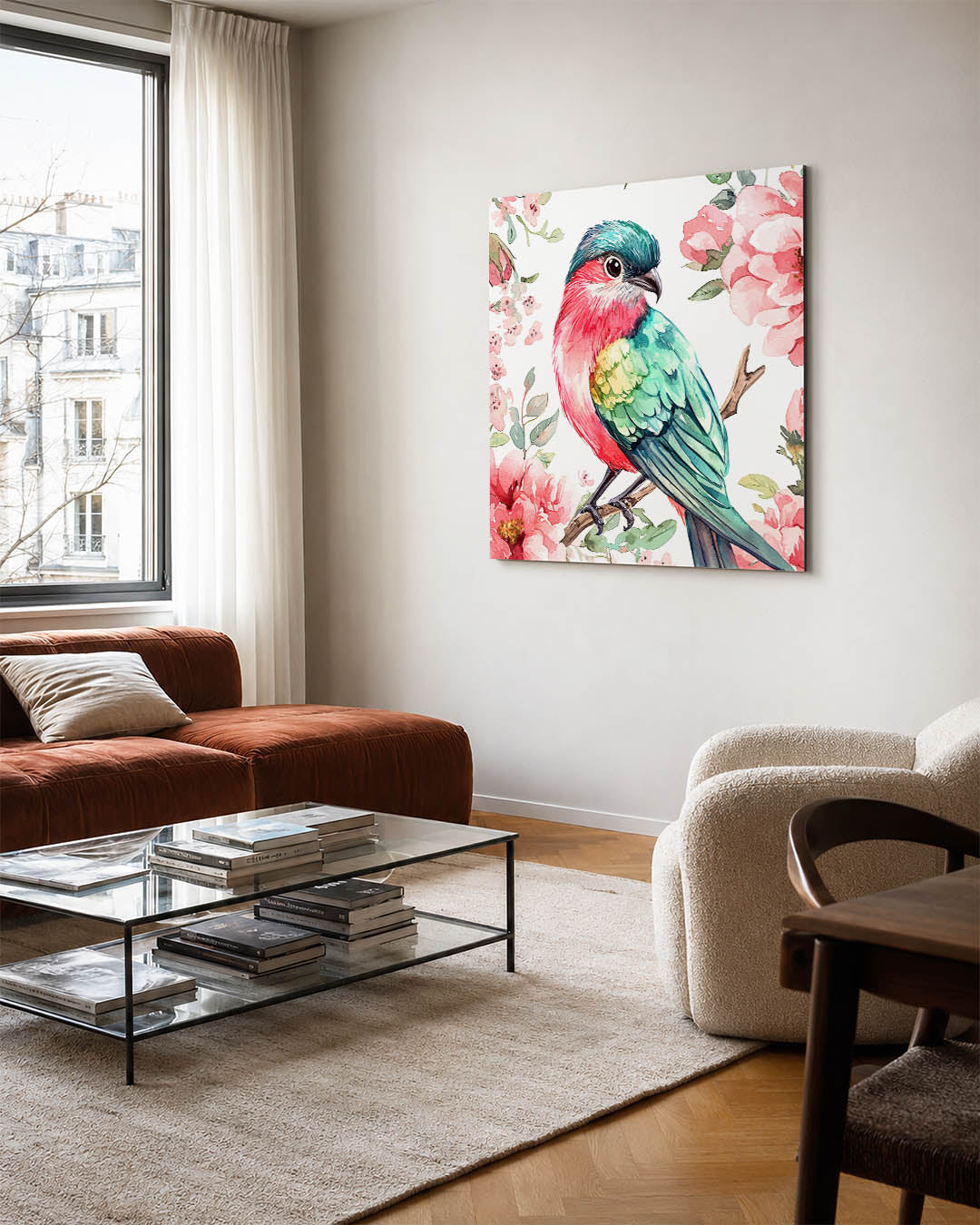 Vogel en bloemen Kunstwerk