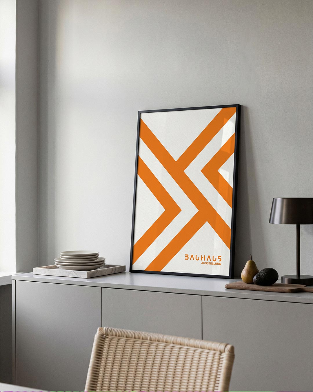 Oranje lijnenspel Poster
