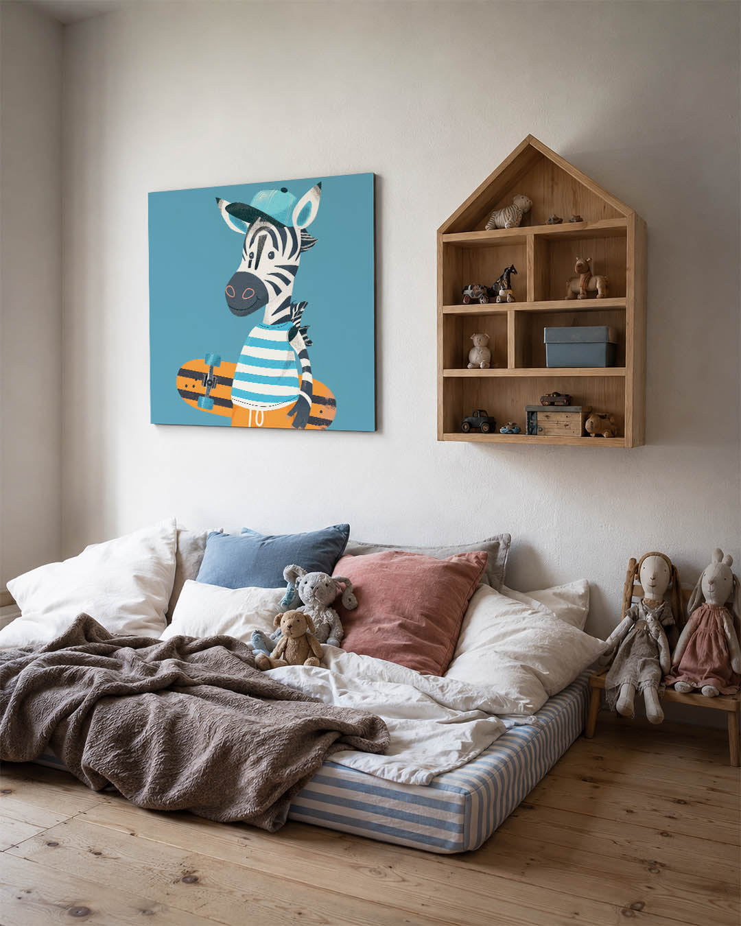 Speelse zebra illustratie Kunstwerk