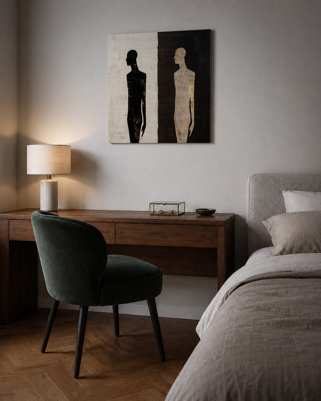 Contrasterende figuren Kunstwerk