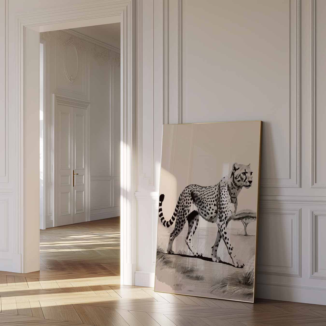 Elegante Cheetah In De Savanne Poster-WallArtistic