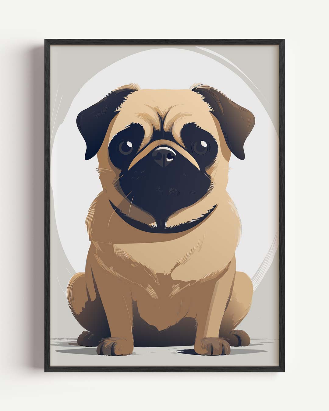 Schattige Mopshond Illustratie Poster-WallArtistic