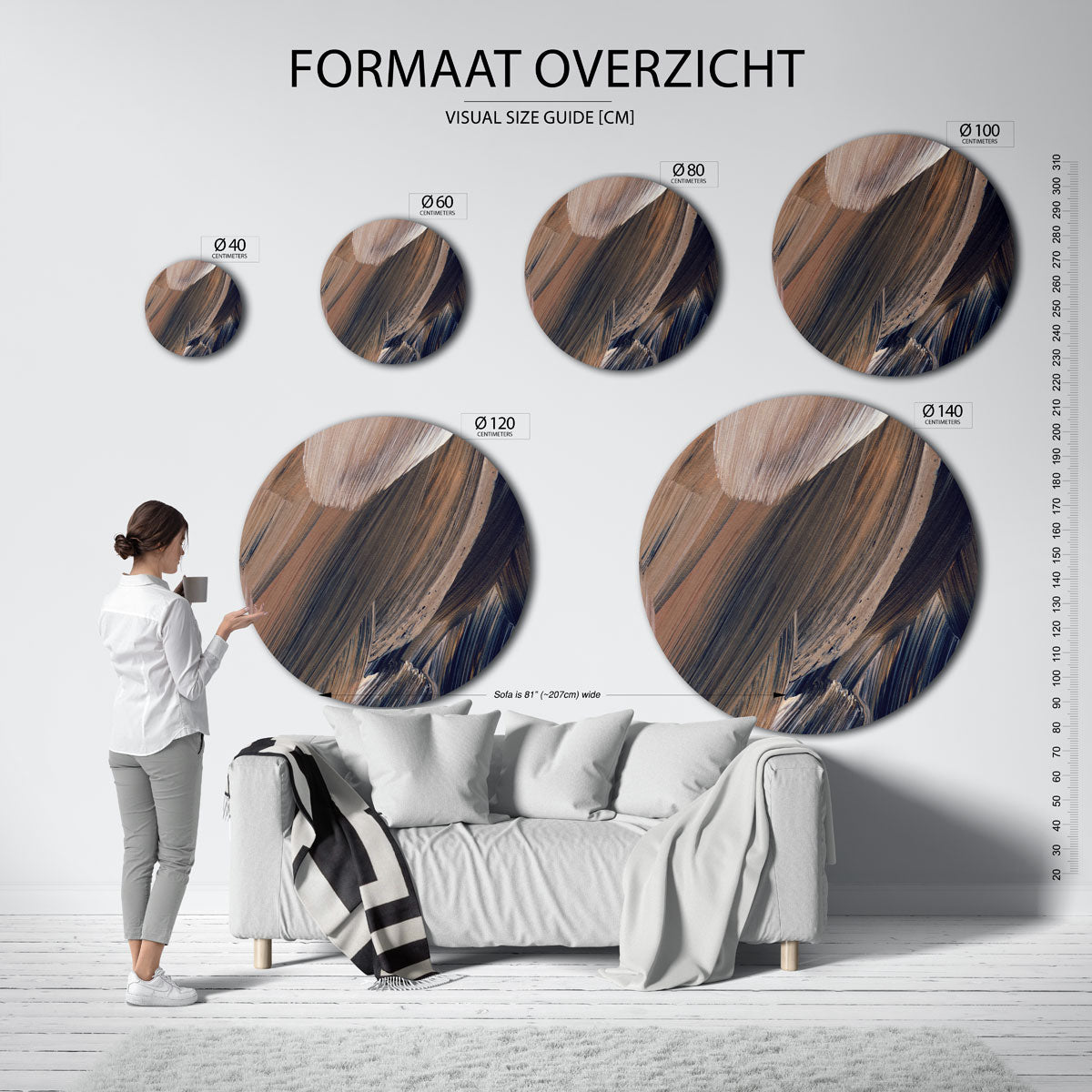 Abstracte penseelstreken Muurcirkel