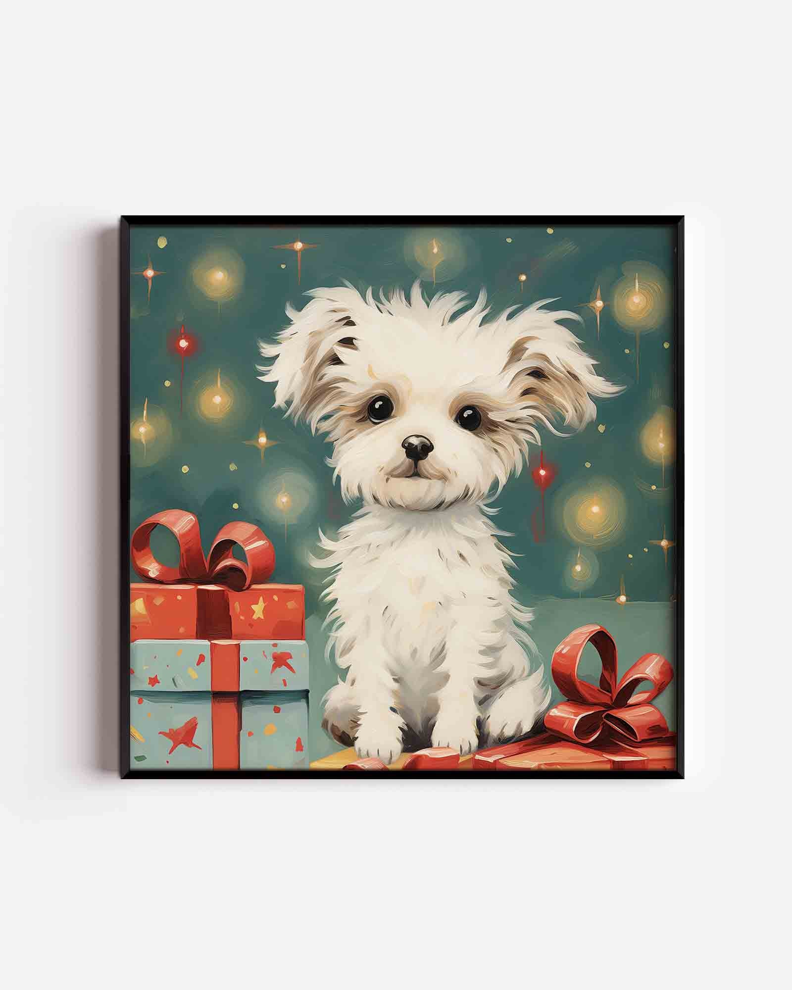 Schattige hond met cadeaus Poster