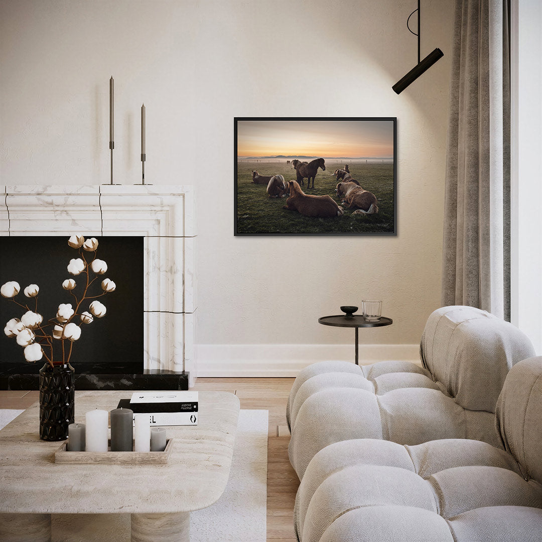 Rustige paardenweide Kunstwerk