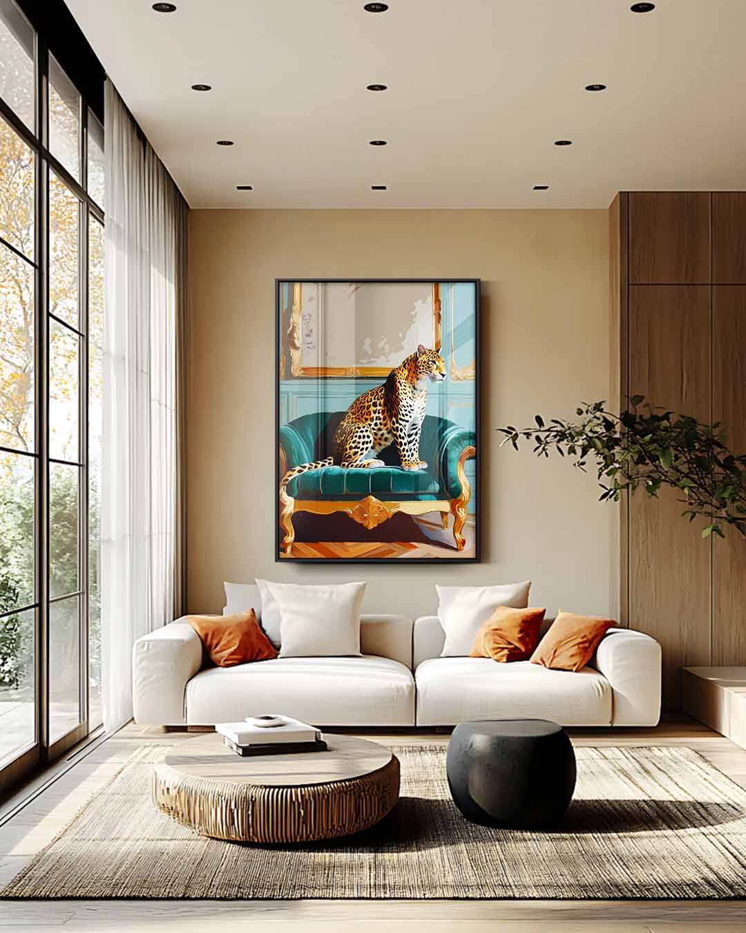Luxurious Leopard on Chic Sofa Artwork
