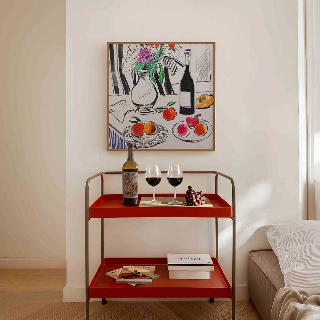 Stilleven met fruit en bloemen Poster
