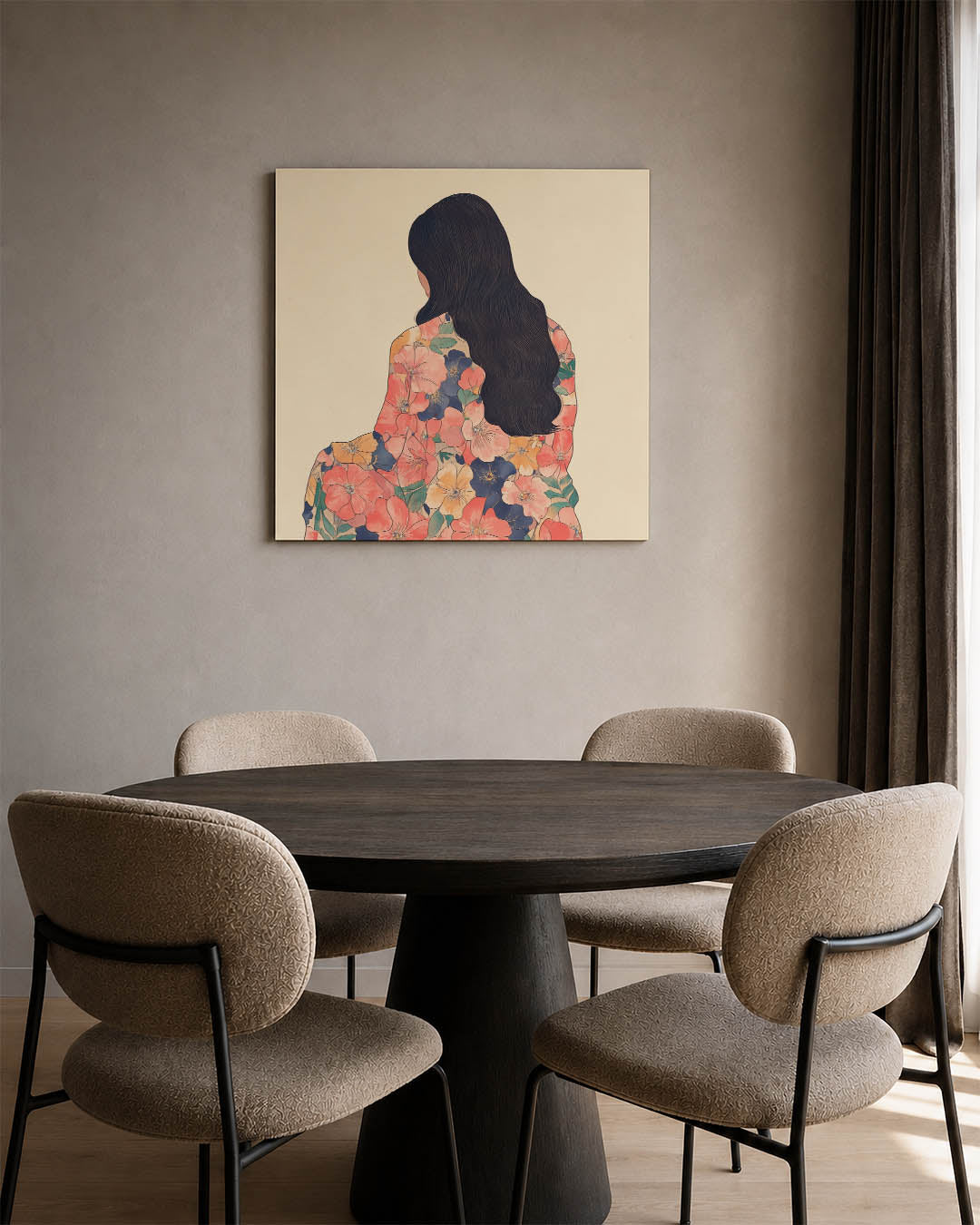 Bloemenmantel vrouw Kunstwerk