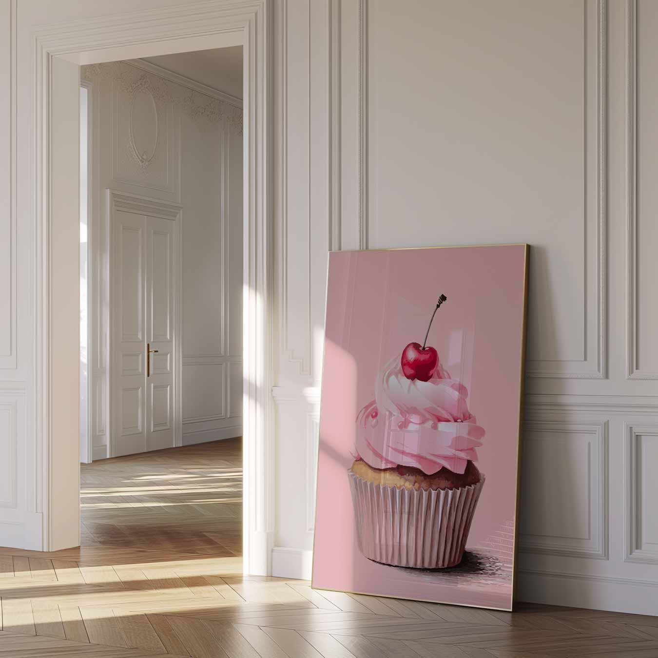 Cupcake met Kersje Poster-WallArtistic