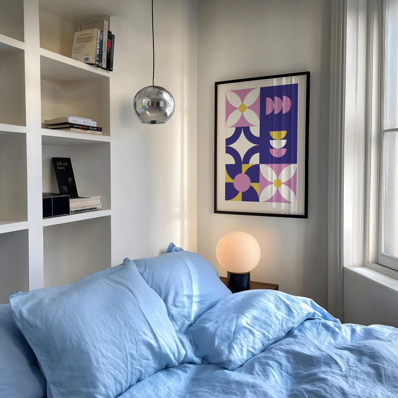 Moderne Retro Bloemenposter-WallArtistic