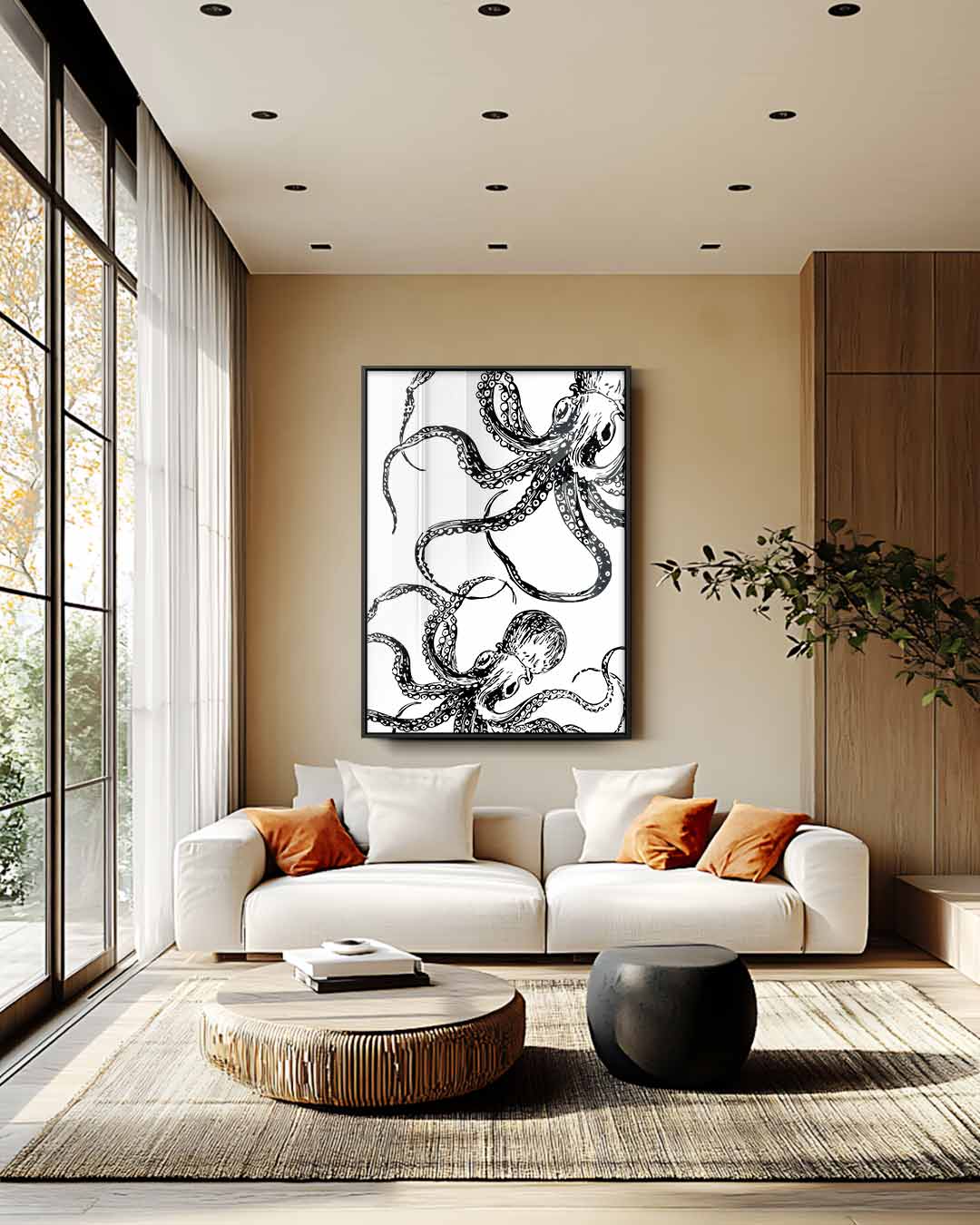Mystieke Octopus Illustratie Kunstwerk-canvas-dibond-plexiglas-wanddecoratie-WallArtistic
