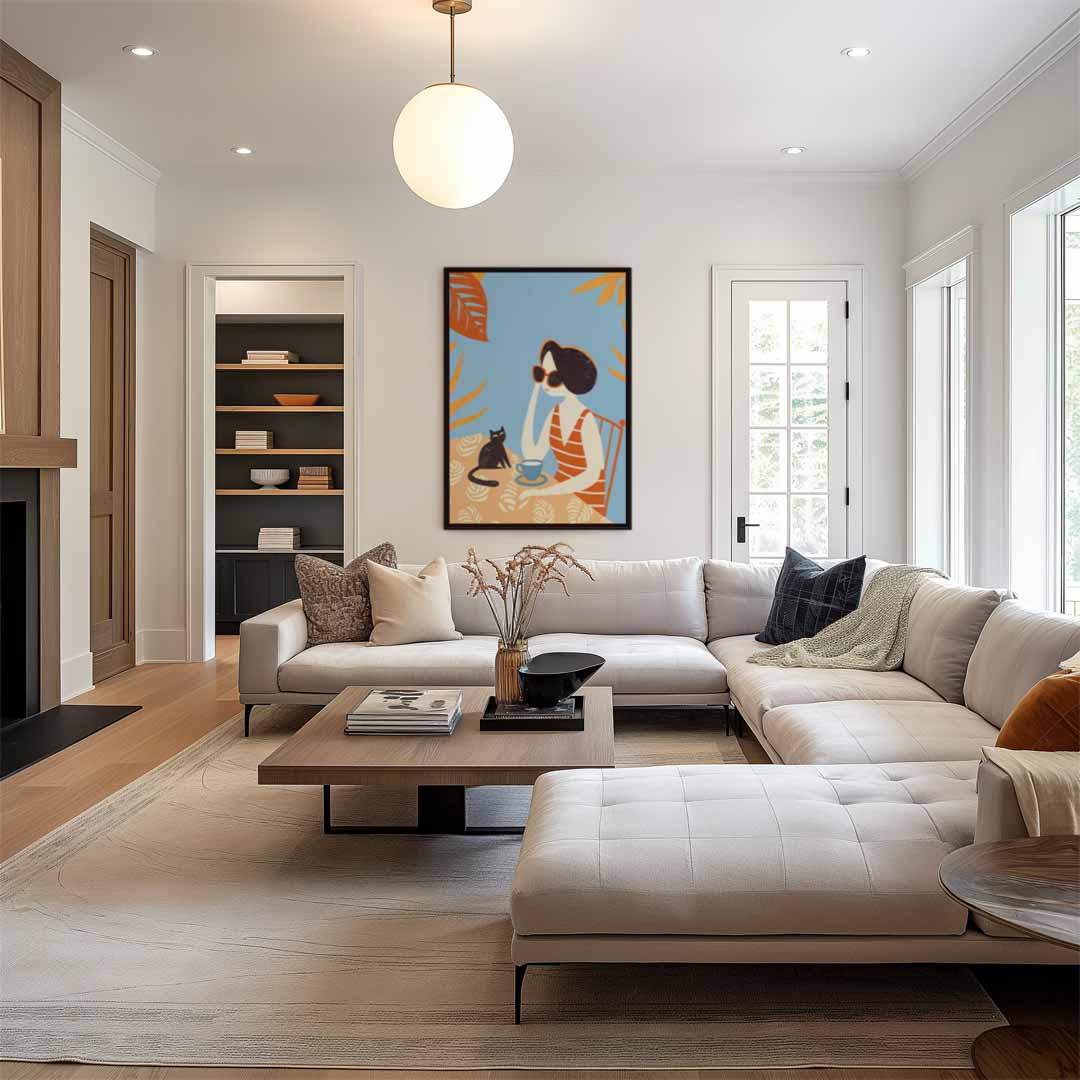Zonnige Dag met Kat Kunstwerk-canvas-dibond-plexiglas-wanddecoratie-WallArtistic