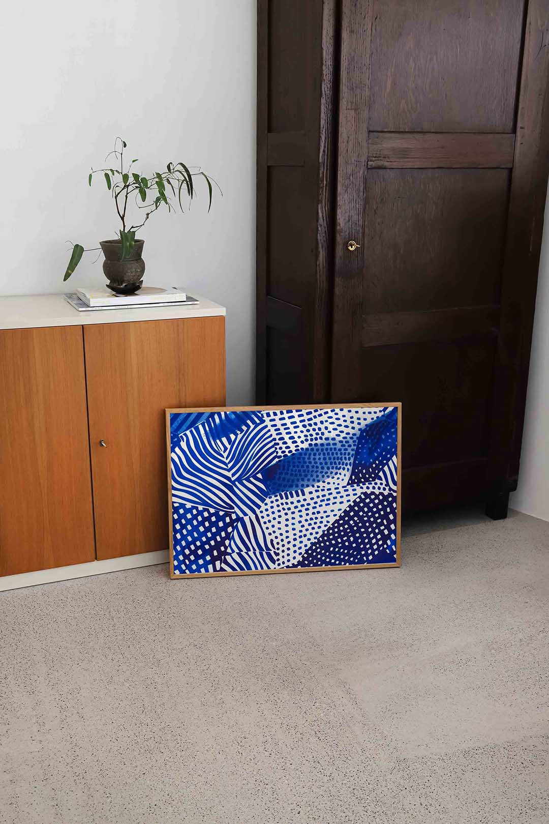 Abstracte blauwe patronen Poster