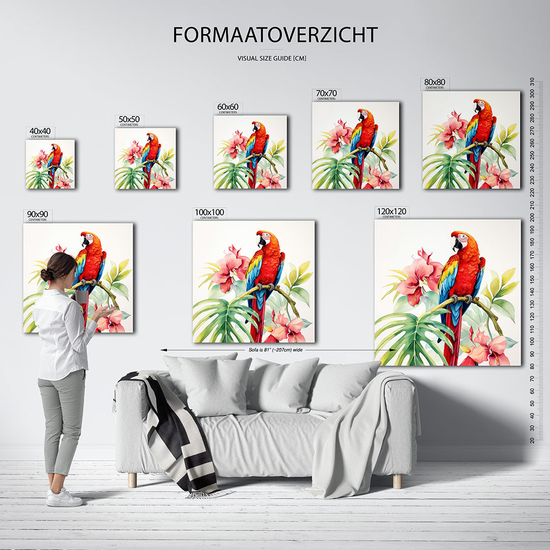 Exotische vogel en bloemen Kunstwerk