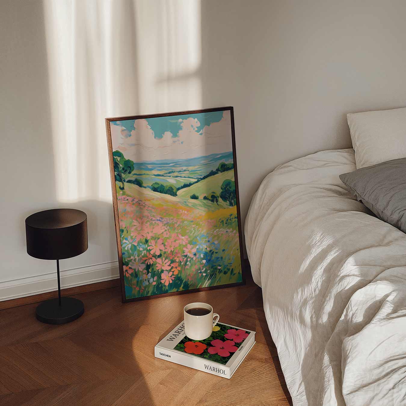 Vrolijke Zomerbloemen Landschap Poster-WallArtistic