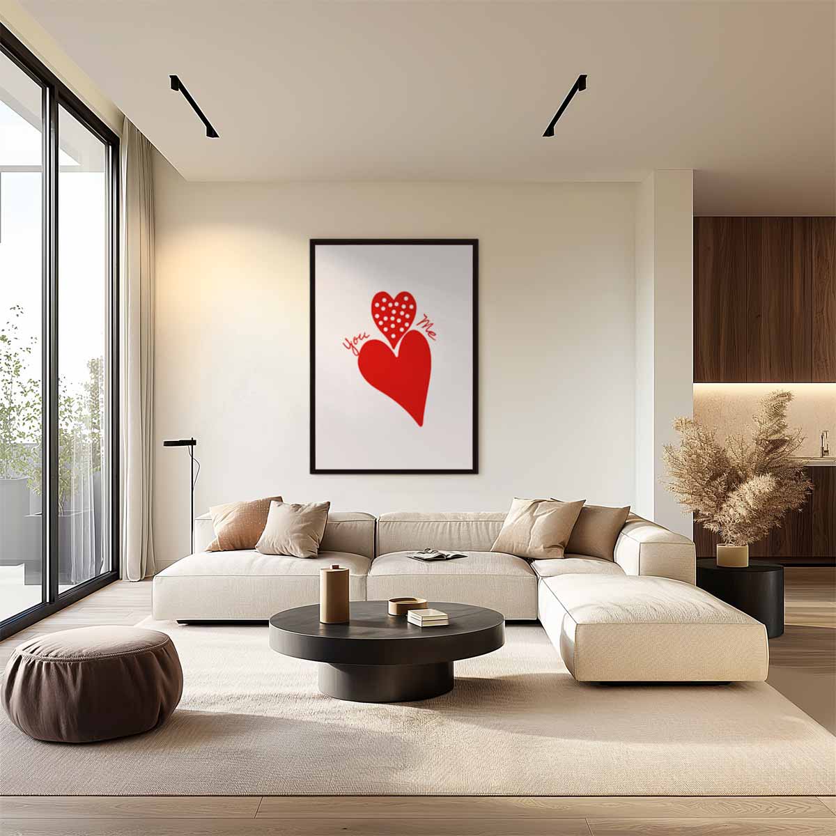 Liefdevolle Hartenontmoeting Kunstwerk-canvas-dibond-plexiglas-wanddecoratie-WallArtistic