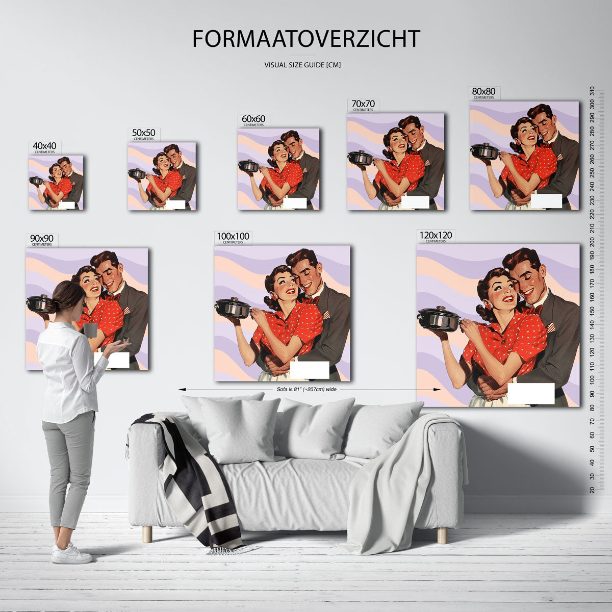 Retro koppel met pan Poster
