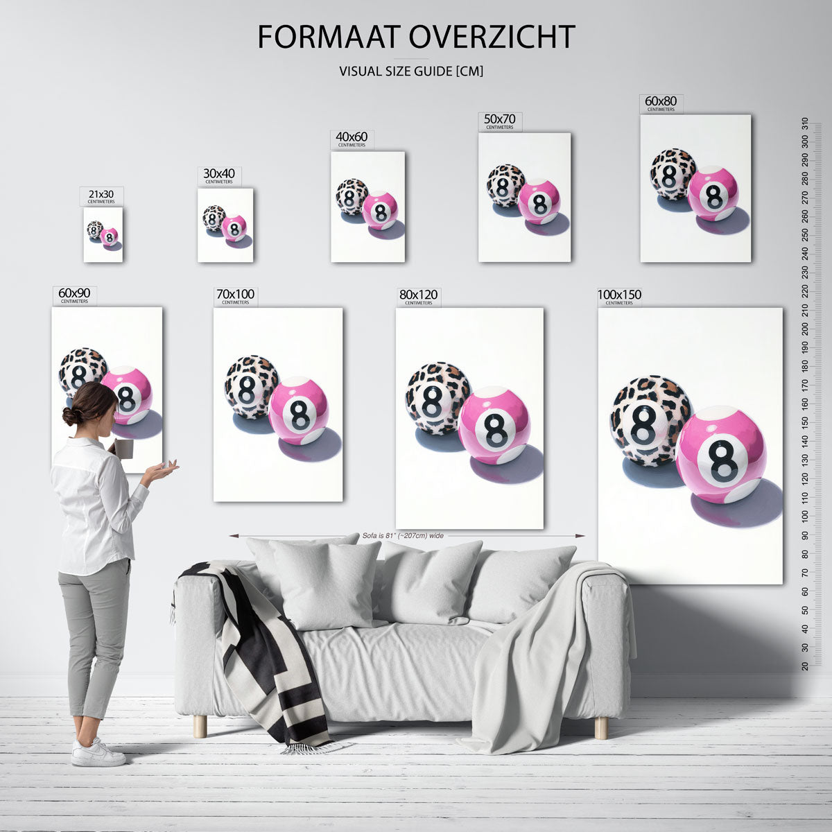 Biljartballen met patroon Poster