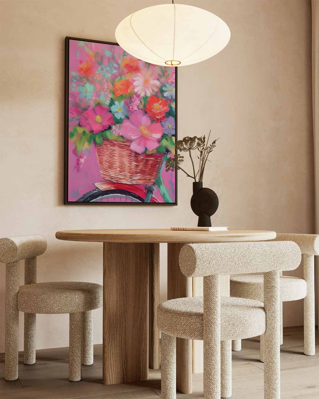 Bloemenmandje op Fiets Kunstwerk-canvas-dibond-plexiglas-wanddecoratie-WallArtistic