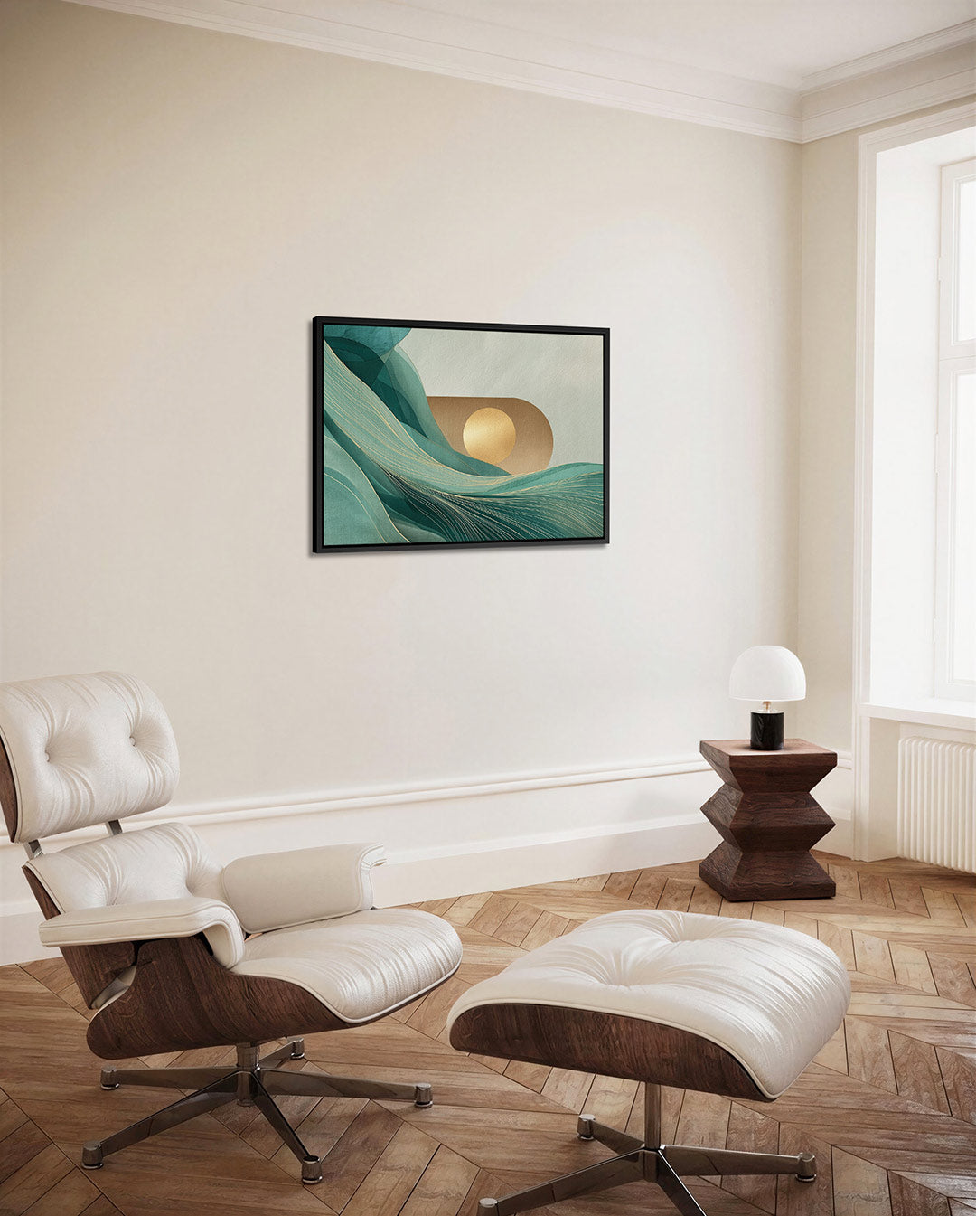 Golvende lijnen en cirkel Kunstwerk