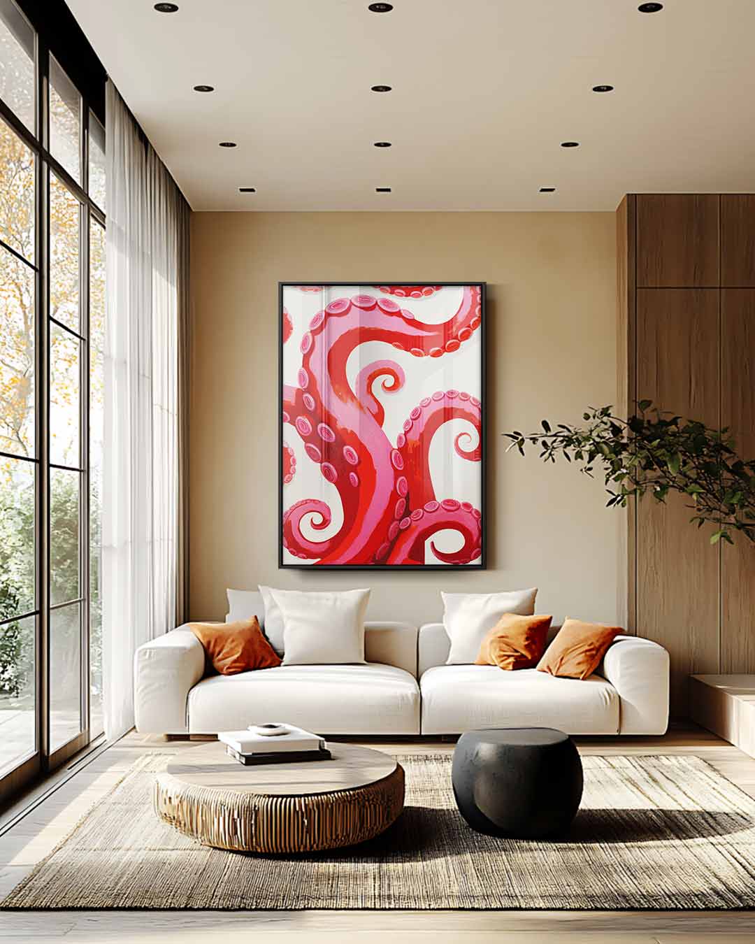 Kleurrijke Tentakelscape Kunstwerk-canvas-dibond-plexiglas-wanddecoratie-WallArtistic