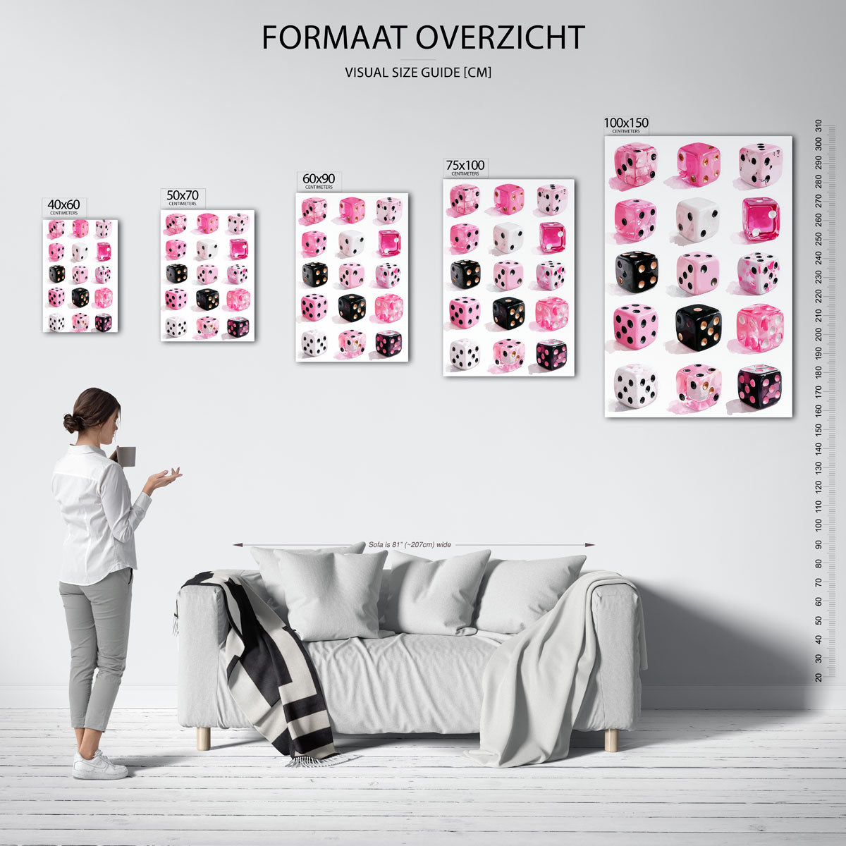 Dobbelstenen compositie Kunstwerk