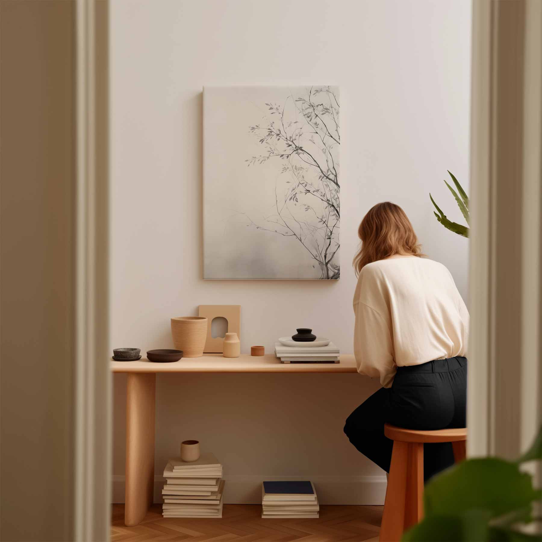 Subtiele Natuurtekening Kunstwerk-canvas-dibond-plexiglas-wanddecoratie-WallArtistic