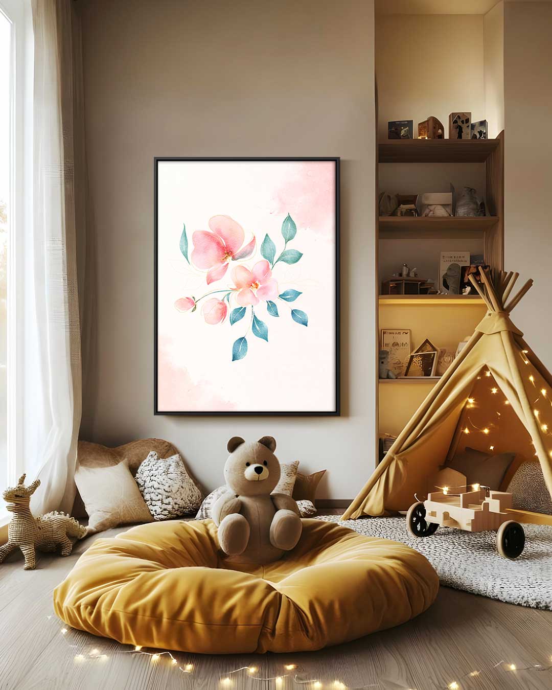 Bloemrijke Waterverf Verbeelding Kunstwerk-canvas-dibond-plexiglas-wanddecoratie-WallArtistic