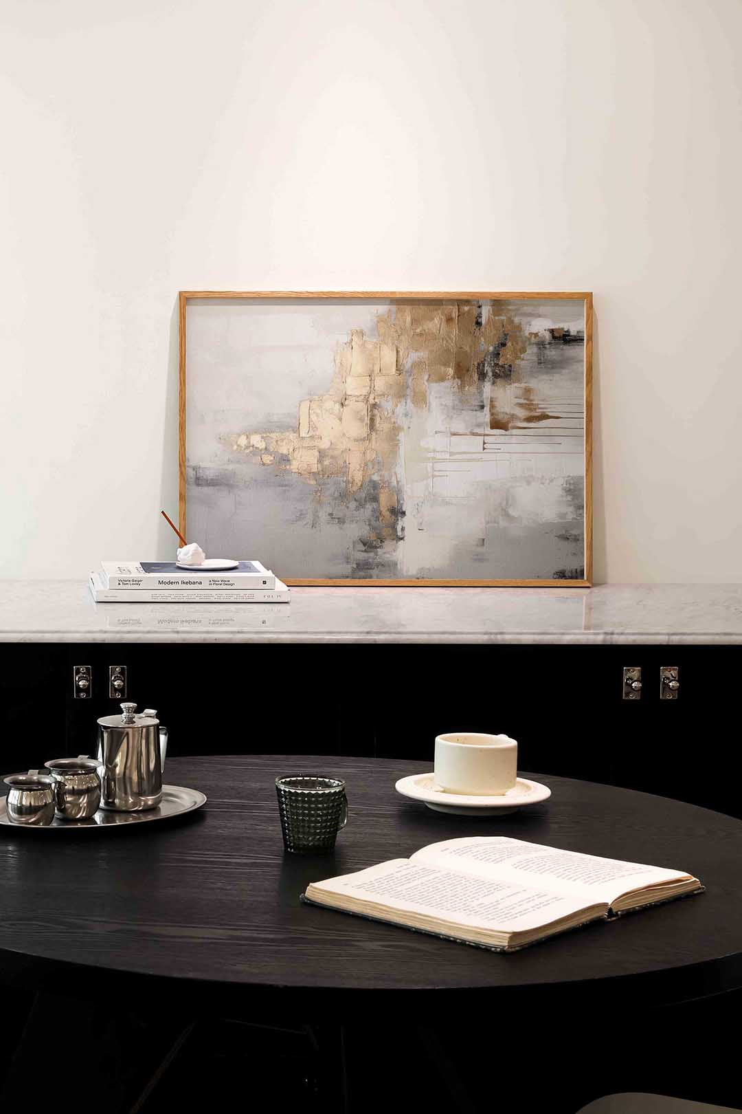 Abstracte beige en grijze Poster