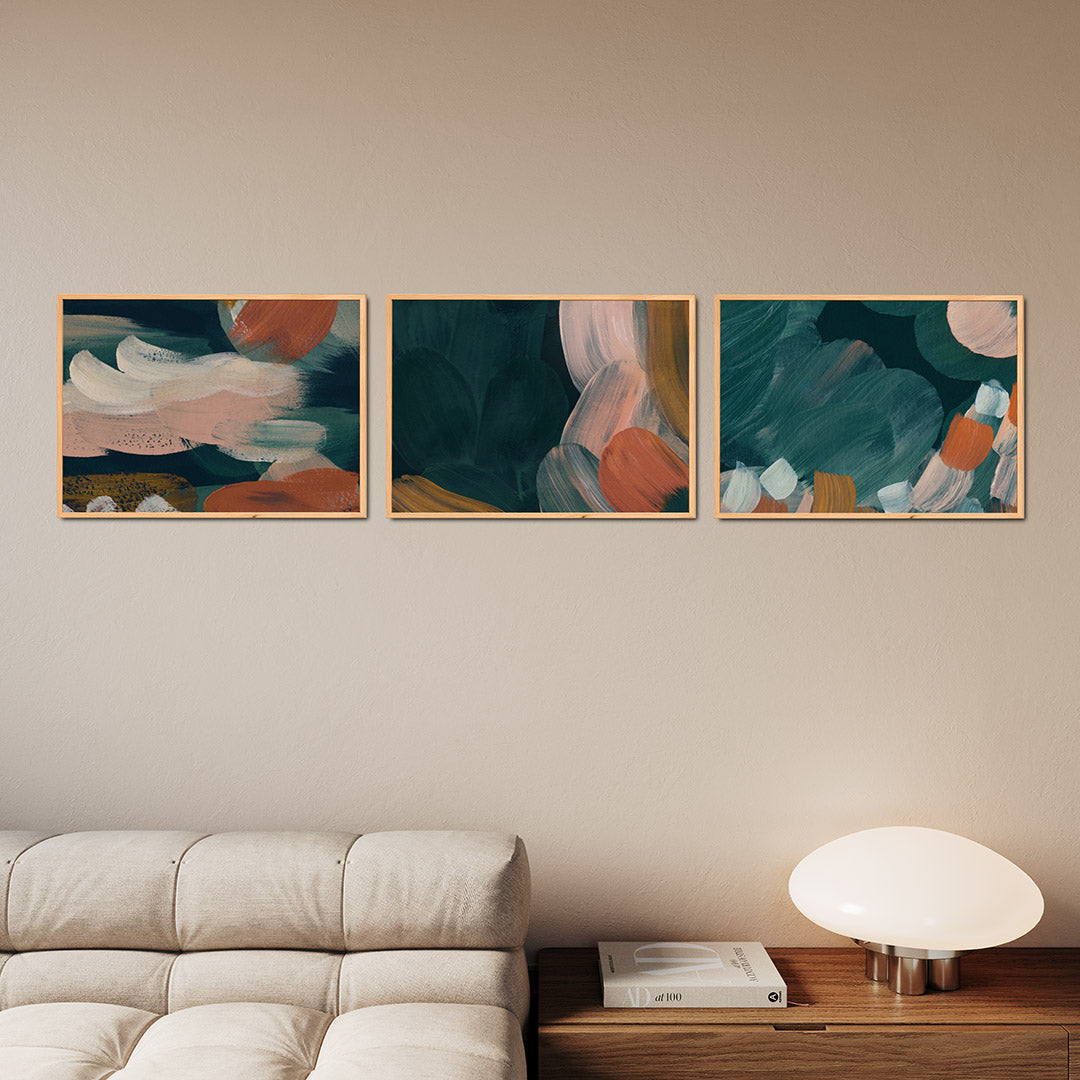 Kleurige borstelstreken Posterset