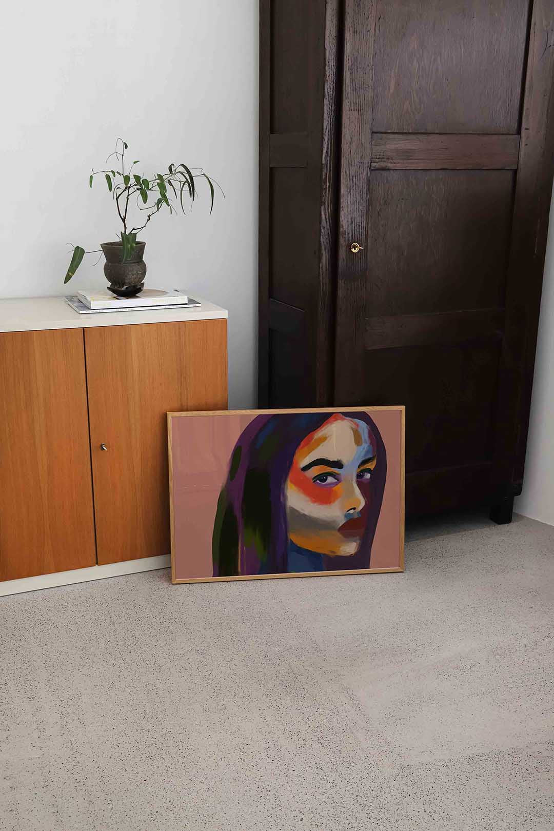 Portret met kleurrijke accenten Poster