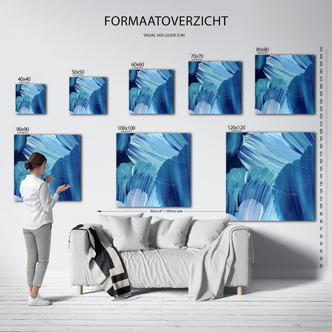 Dynamische blauwe beweging Kunstwerk