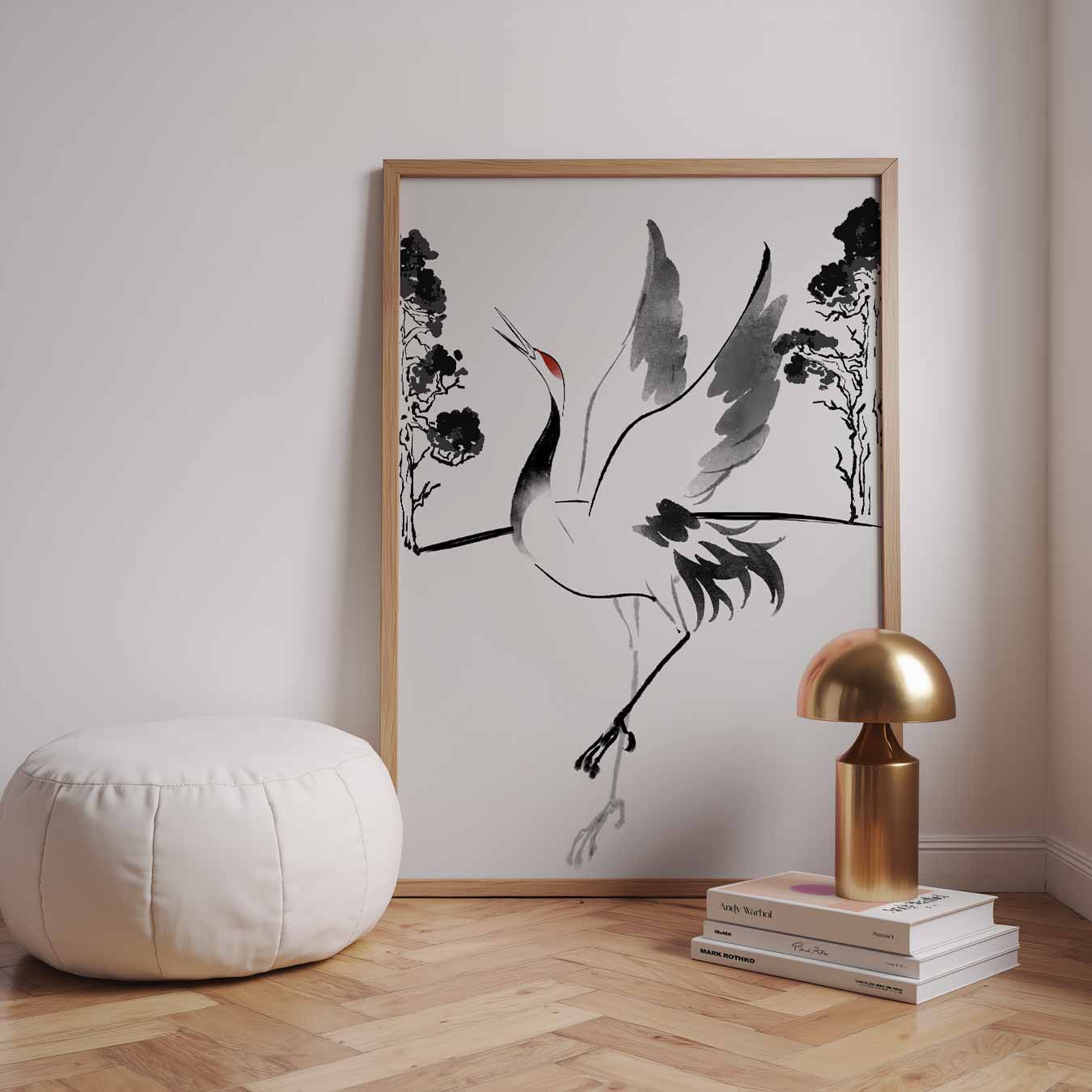 Dansende Kraanvogel Kunstposter-WallArtistic