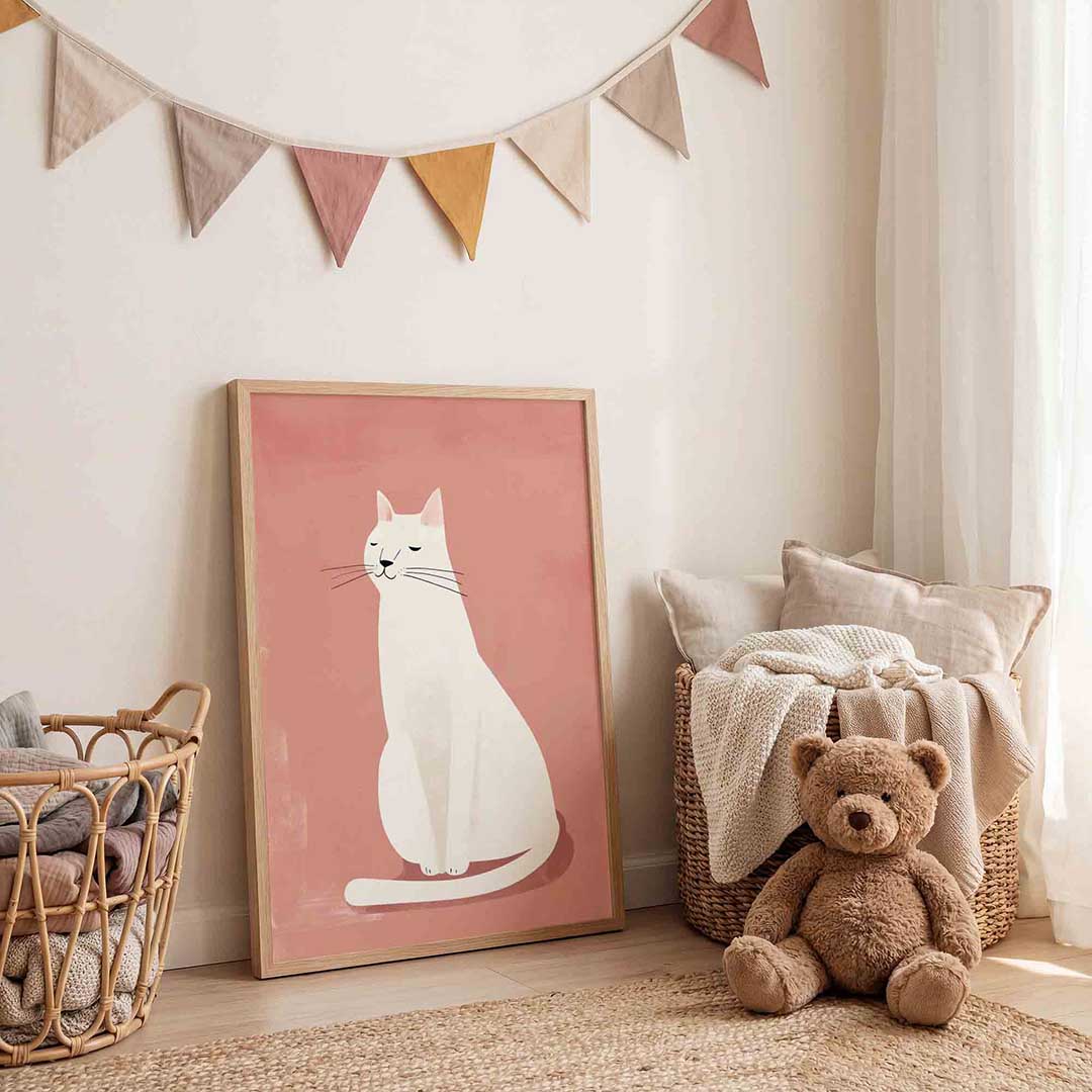 Witte kat Poster