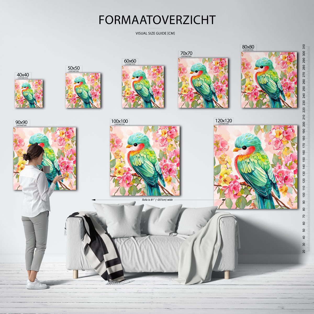 Vogel en bloemen Poster