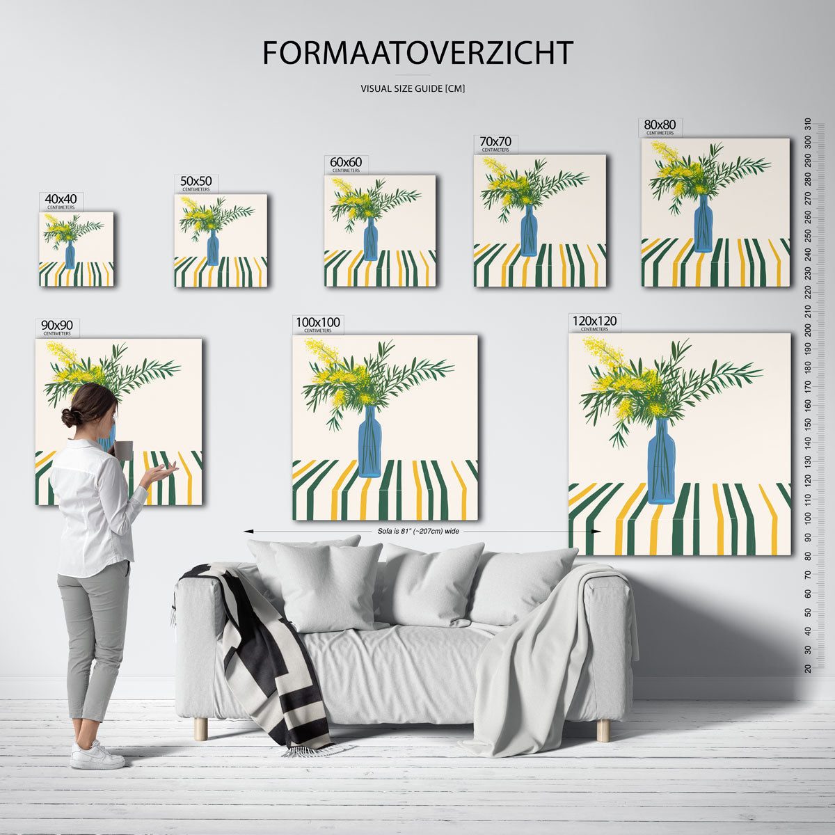 Blauwe vaas met bloemen Poster