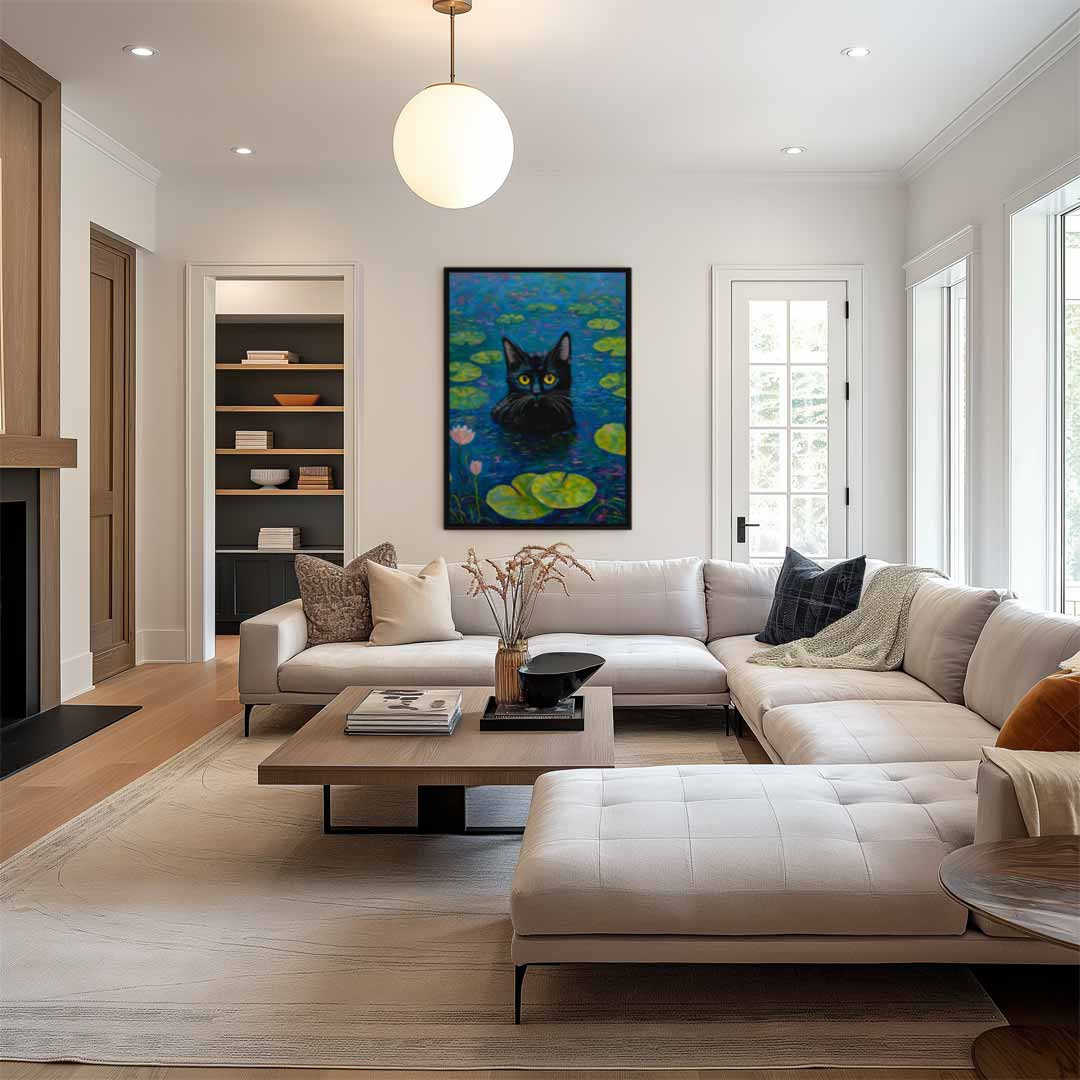 Cat in the Water Lilies Artwork