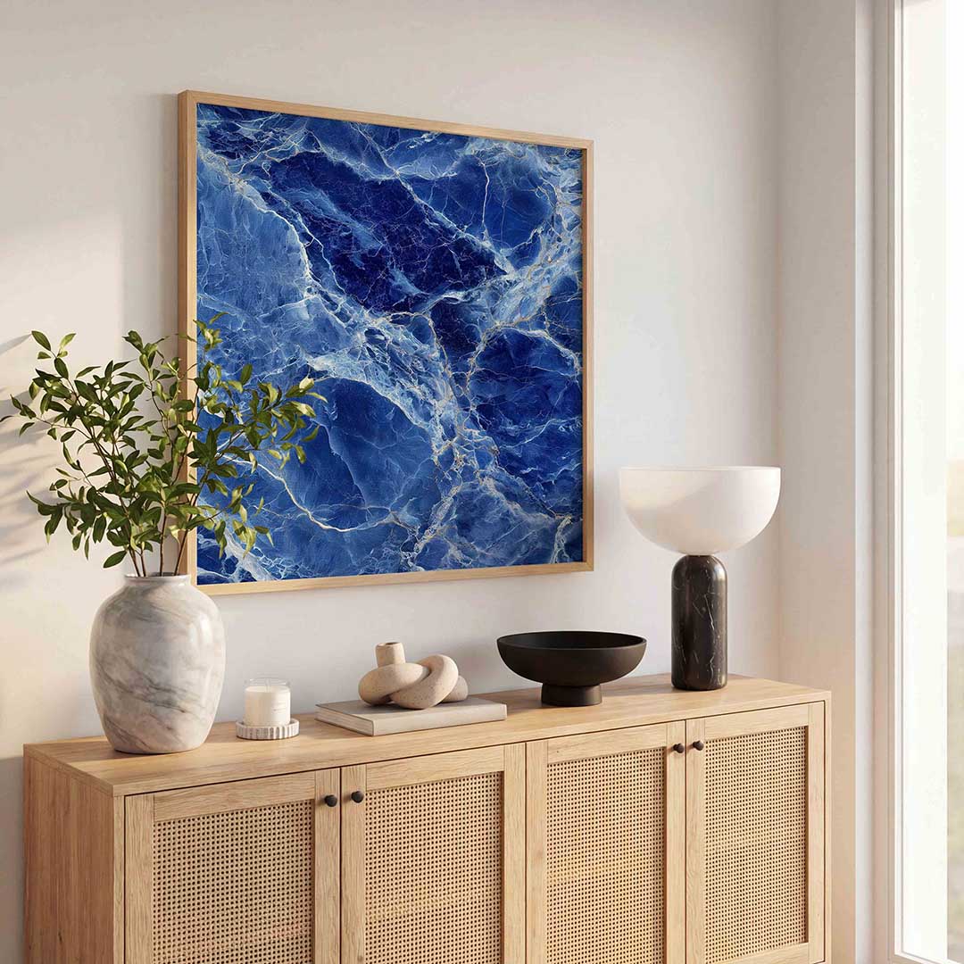 Blauwe marmerstructuur Poster
