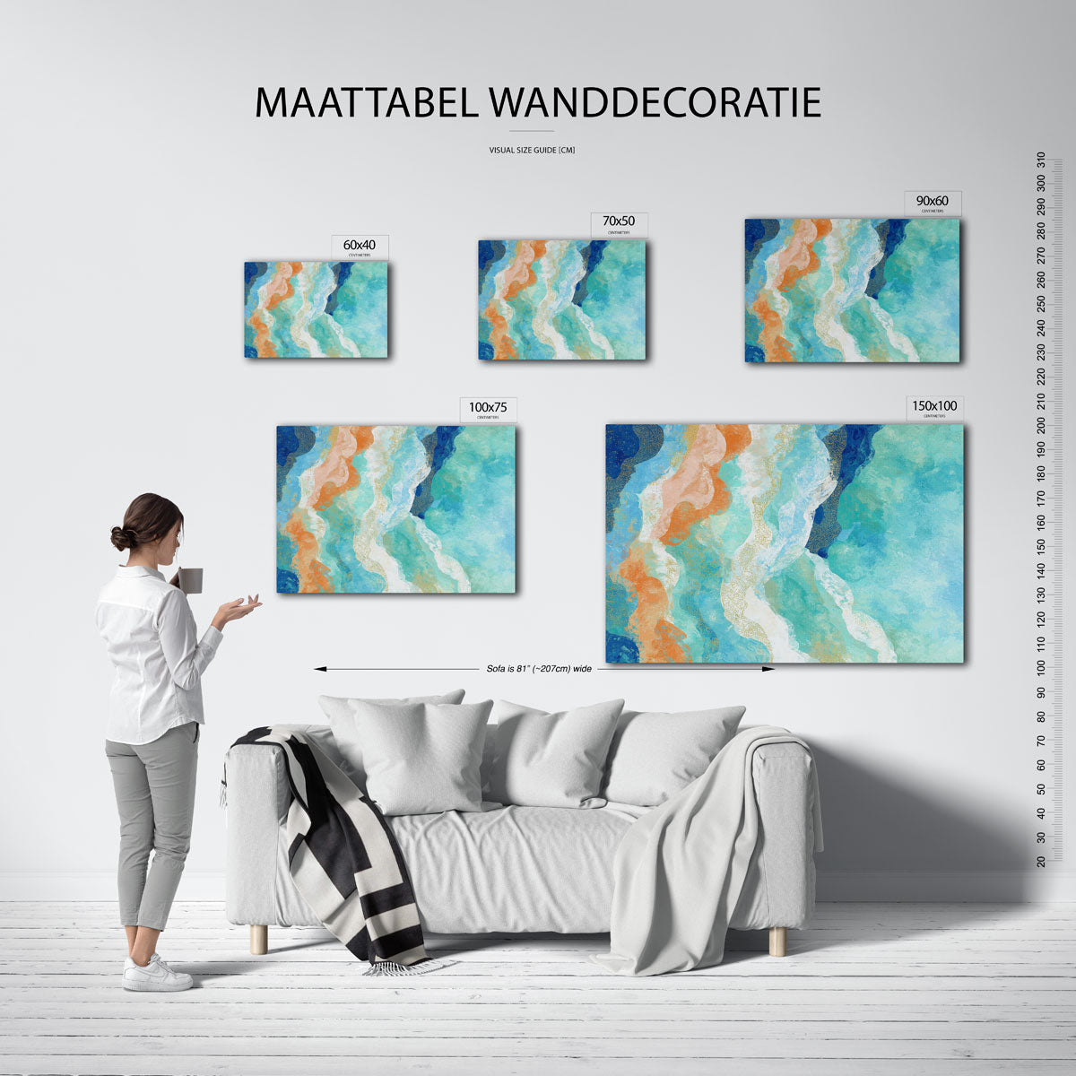 Golvende kleurencompositie Kunstwerk